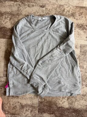 Sincerely Jules Light Gray Snap-Side Crewneck Sweatshirt